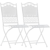 GARTENSTUHL 2er Set Metall Weiß - Weiß, Metall (41/91/50cm) - CLP