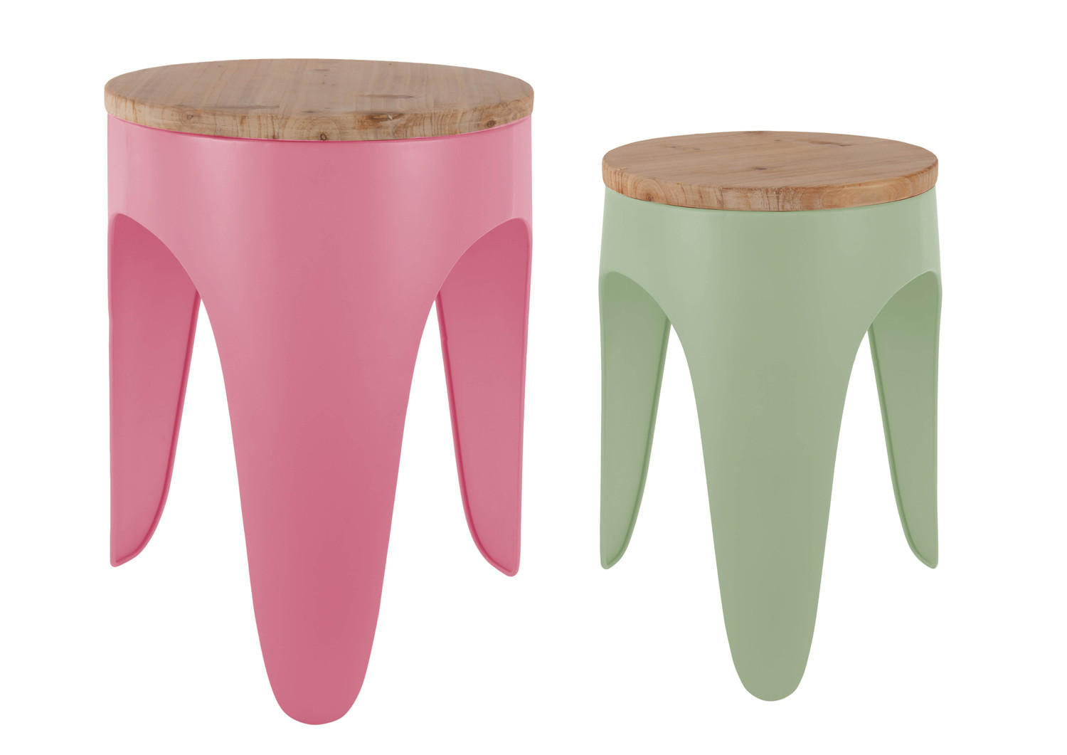 HOCKER Set Double 30/30/40.5 cm - Rosa/Hellgrün, Metall (30/40.5/30cm) - Leitmotiv