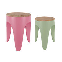 HOCKER Set Double 30/30/40.5 cm - Rosa/Hellgrün, Metall (30/40.5/30cm) - Leitmotiv