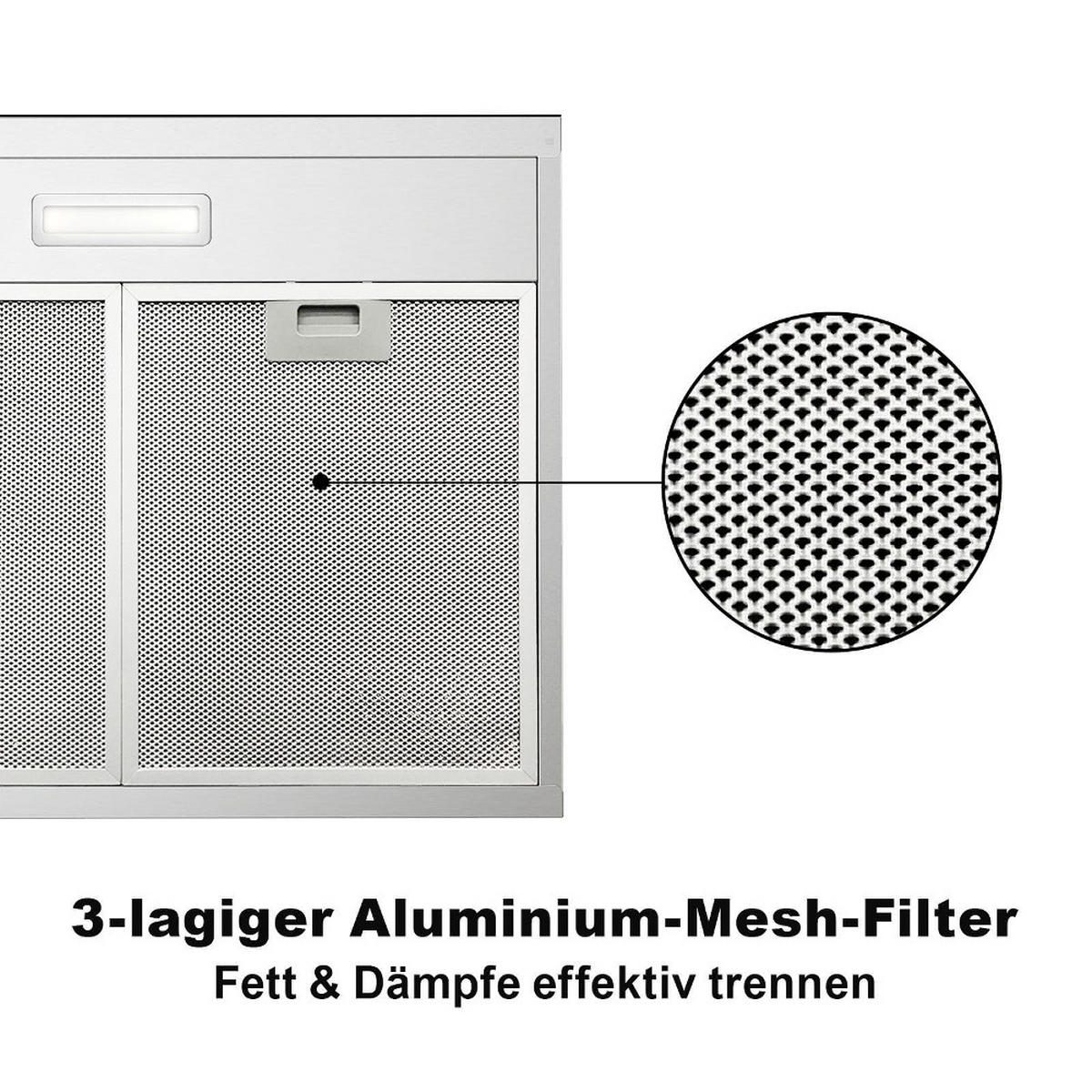 DUNSTABZUGSHAUBE Unterbau60cm, TOUCH CONTROL, Umluft und Abluft, Edelstahl, 59,5/10/48 cm - Schwarz, Metall (14.5/53/63.01cm) - Rolipo