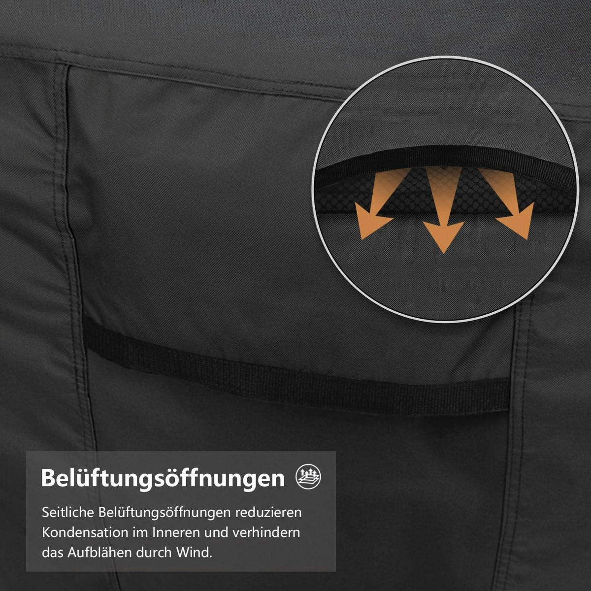ABDECKHAUBE für Gartenmöbel 150 x 150 x 74 cm Schwarz - Schwarz, Textil (150.1/75.2/150cm)