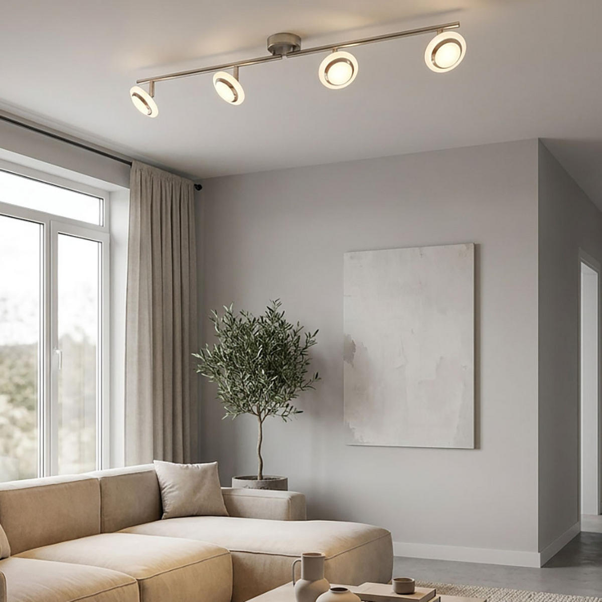 LED DECKENLEUCHTE Metall Silber bewegliche Spots - Silberfarben, Metall (80/10/13.5cm) - Globo Lighting
