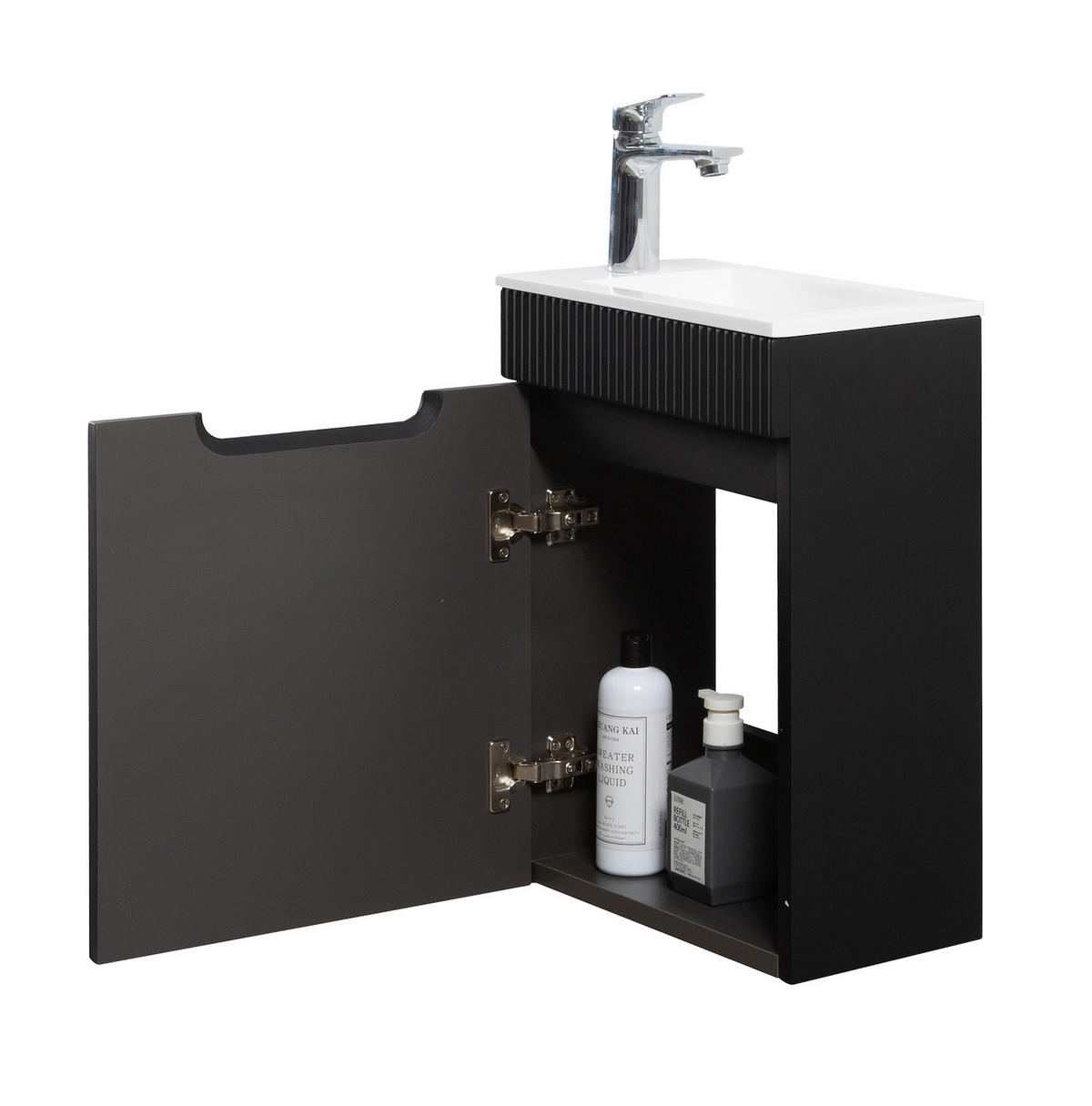 GÄSTE-WC-MÖBELSET Thermis 2 Teile Schwarz Matt - 40 x 22 x 53 cm - Schwarz, Holz (40/53/22cm) - Badplaats