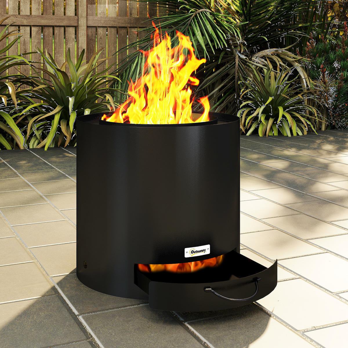 FEUERSCHALE DE-10583 mit Aschenwanne & Schürhaken Schwarz - Schwarz, Metall (45/42/45cm) - ComfortXL