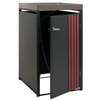 MÜLLTONNENBOX 1er mit Pflanzkasten HxBxT 125x68x84cm Anthrazit Holzoptik dunkel - Anthrazit, Metall (68/125/84cm) - PROREGAL