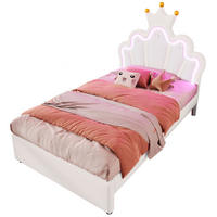 KINDERBETT 90/200 cm aus PU mit verstellbarem Kopfteil und LED-Beleuchtung Weiß - Weiß, Leder (90/200cm) - Modenvie