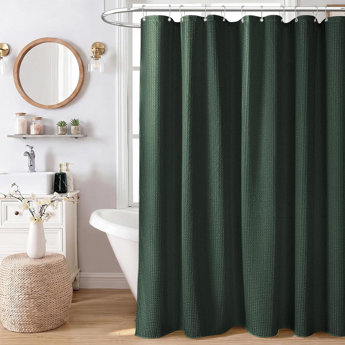 DUSCHVORHANG 180 cm x 180 cm Dunkelgrün - Dunkelgrün, Textil (180/180cm) - Vallsero