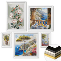 WANDBILDER 5er-Set - 50x50 cm & 20x30 cm & 40x60 cm Weißer Rahmen - Blick auf das Meer aus Zitronenbäumen - Weiß, Kunststoff (40/60cm) - ArtPrintCave