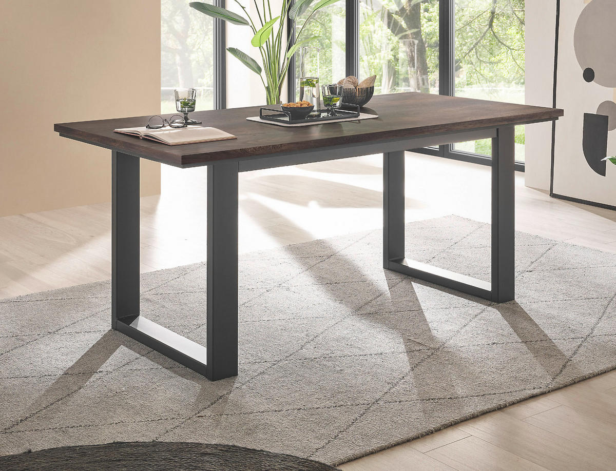 WOHNWAND Thermo Eiche, grau, Wohnkombination 4-teilig 380 x 170 cm - Eichefarben/Grau, Holzwerkstoff (380/170/30cm) - Furn.Design