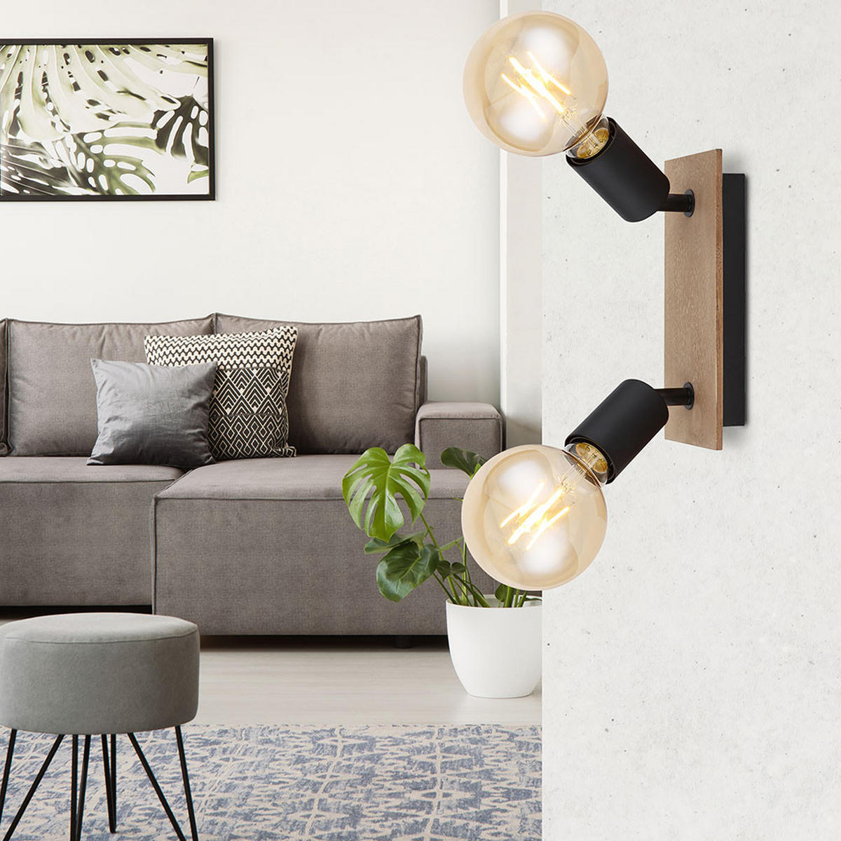 DECKENLEUCHTE Metall Holzoptik Schwarz - Schwarz, Holz (21/9/11cm) - Globo Lighting