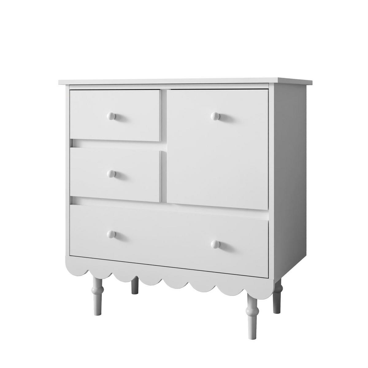 BABUSHKA Kommode mit Schubladen, mit Wickeltisch, Weiß - Weiß, Holzwerkstoff (84/91/50cm)