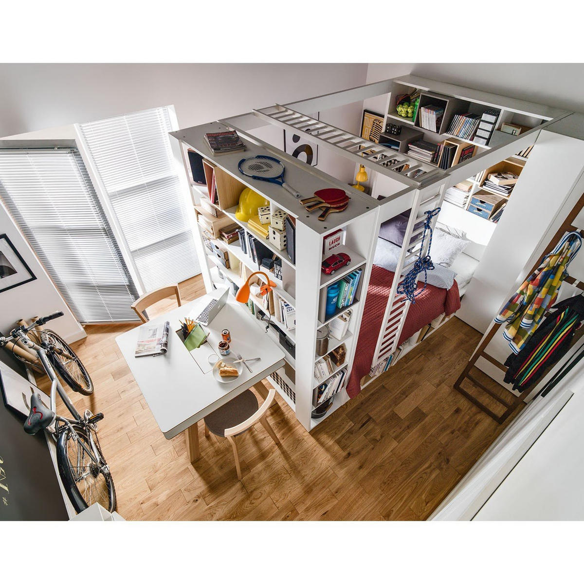 BÜCHERREGAL mit zahlreichen Ablagen H206 cm - 4YOU - Weiß, Holzwerkstoff (40.5/206/168cm) - Calicosy