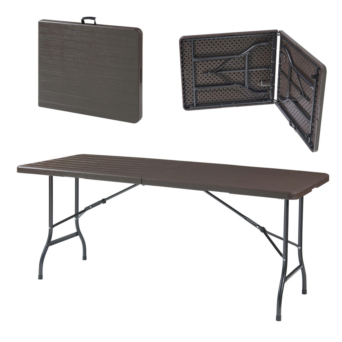 KLAPPTISCH Lillestrøm - Dunkelbraun, Kunststoff/Metall (75/180/72cm) - [en.casa]