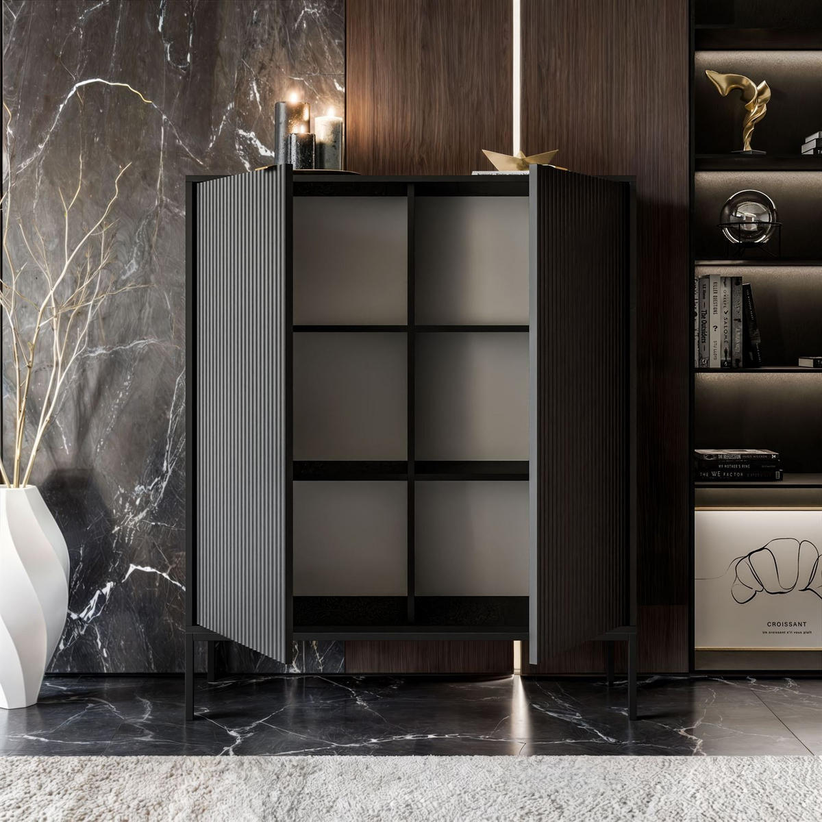 HIGHBOARD CORTADO K104 ZWEIFLUEGELIG SCHWARZ - Schwarz, Holzwerkstoff (104/125/39cm) - Lookway