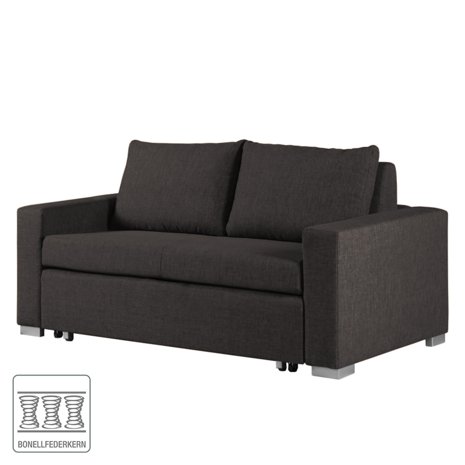 SCHLAFSOFA - Taupe/Silberfarben, Textil (153/90/90cm) - home24