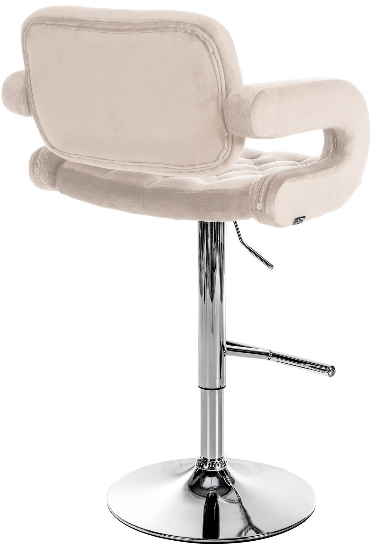 BARHOCKER Samt creme - Chromfarben/Creme, Textil (62/103/55cm) - CLP
