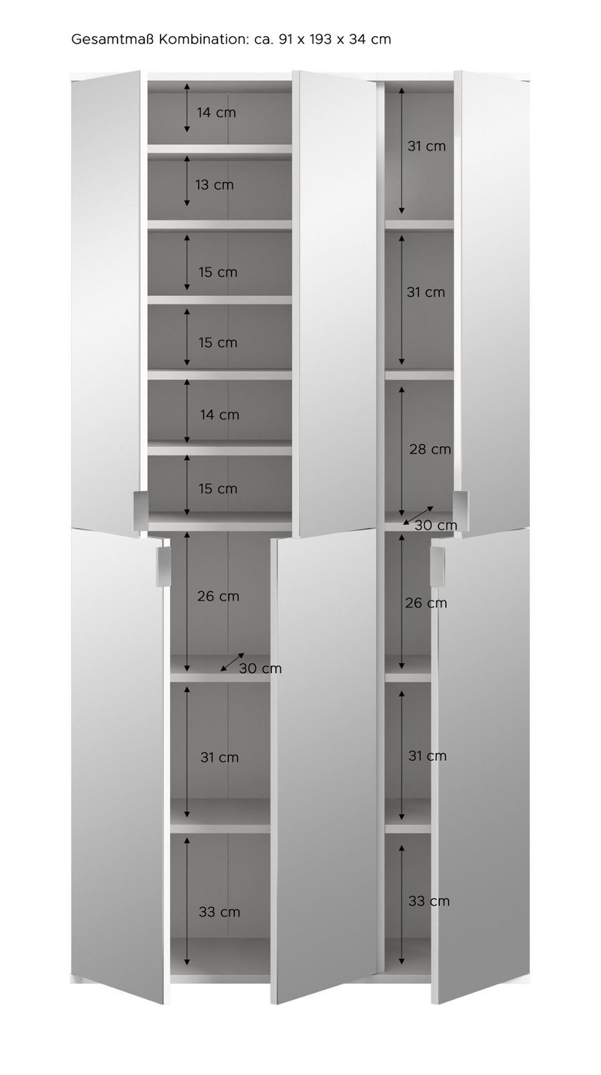 GARDEROBENSCHRANK Artisan Eiche 91 cm, Flurschrank 6-türig mit Spiegel - Chromfarben/Schwarz, Glas/Holzwerkstoff (91/193/34cm) - Inn.Furn