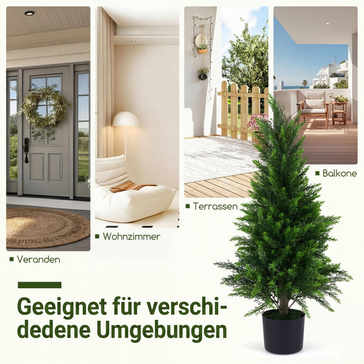 KÜNSTLICHER ZEDERNBAUM mit Topf grün(2er-Set) - Grün, Kunststoff (90cm) - COSTWAY