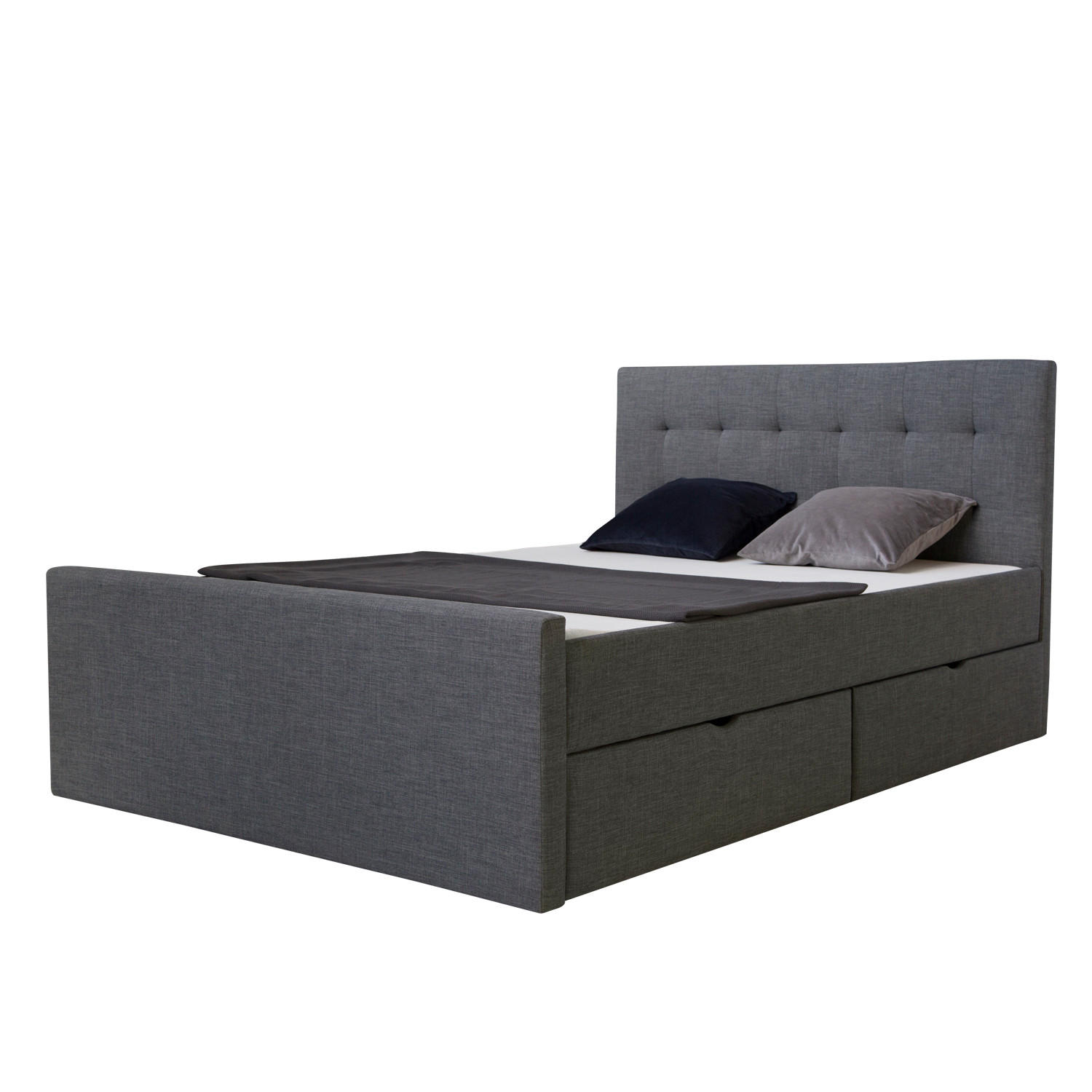 POLSTERBETT mit Stauraum 140/200 cm in Grau - Anthrazit/Grau, Textil (140/200cm) - Homestyle4u