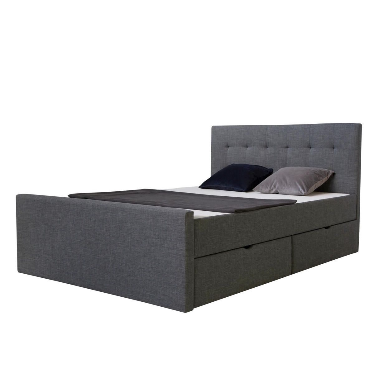POLSTERBETT mit Stauraum 180/200 cm in Anthrazit Grau - Anthrazit/Grau, Textil (180/200cm) - Homestyle4u