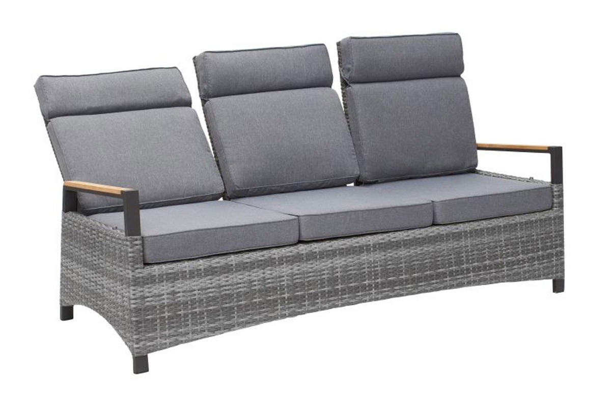 GARTENSOFA 205x105x89 cm, Kunststoff, grau - Grau, Metall (205/105/89cm) - dasmöbelwerk