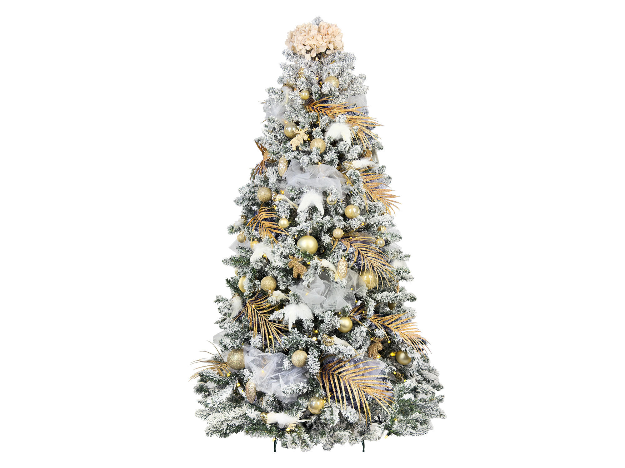 WEIHNACHTSBAUM künstlicher 240 cm, SAMTELEGANZ II, mit 203-teiligem Weihnachtsbaumschmuck, inkl. Metallständer und Aufbewahrungsbox - Champagner/Goldfarben, Kunststoff/Textil (137/240cm) - LAALU