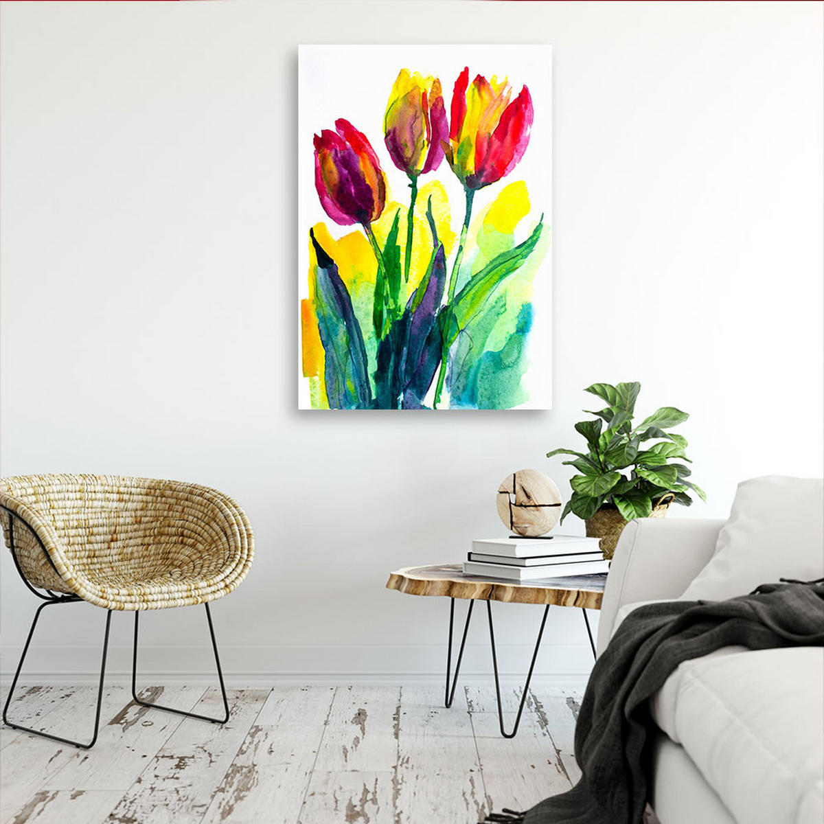 LEINWANDBILD Blumen 60x90cm - Multicolor, Textil (60/90cm) - Feeby