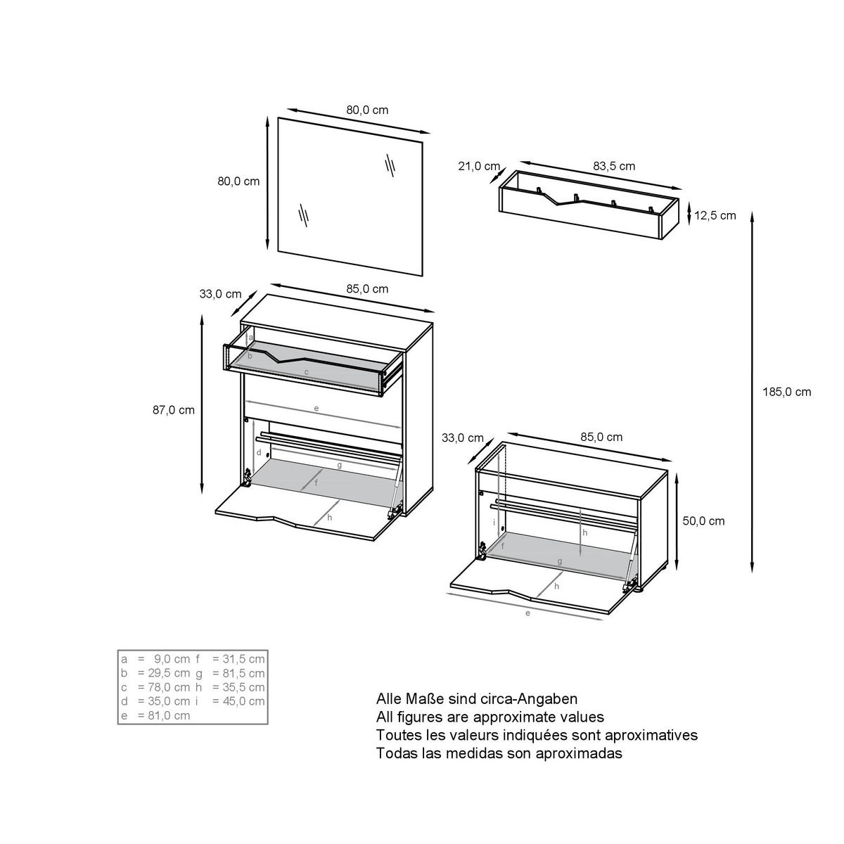 GARDEROBE Kolmio Fronten in Weiß Hochglanz - Weiß Hochglanz, Holzwerkstoff (190/185/33cm) - Vladon
