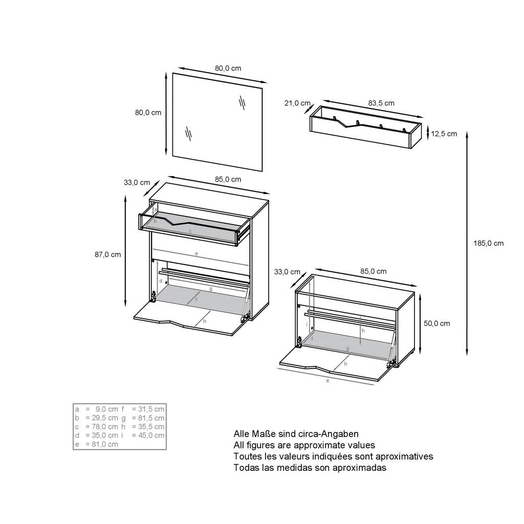 Thumbnail - Vladon Garderobe, Grau, Holzwerkstoff, 190x185x33 cm, Garderobe, Garderoben-Sets & Serien, Garderoben-Sets