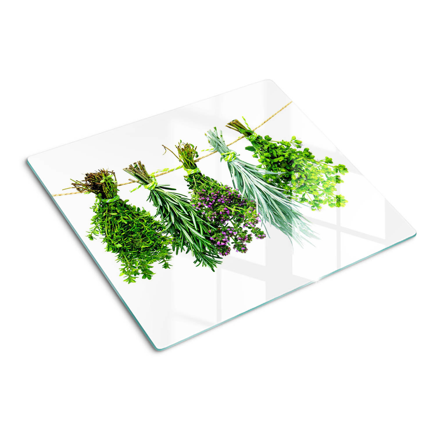 GLASPLATTE 60x52 cm Kräuterschnur - Grün, Glas (60/0.4/52cm) - TULUP