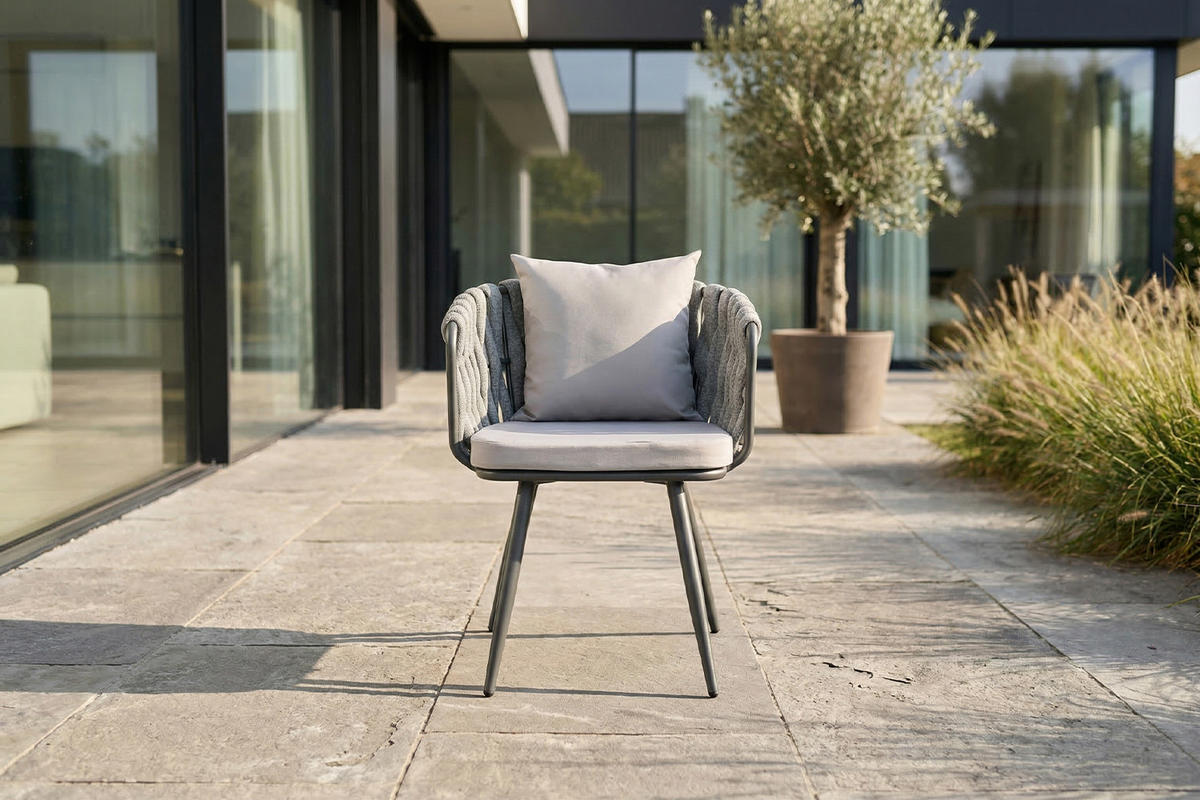 GARTENSTUHL LUSHA Hellgrau Kunststoff, Metall - Hellgrau, Metall (62/78/63cm) - KAWOLA