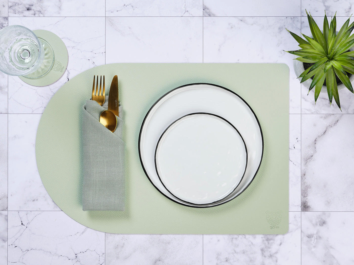 TISCHSERVIETTE - 6er-Set - Leinen und Baumwolle in Hellgrün - Grün, Textil (40/40cm) - Björn