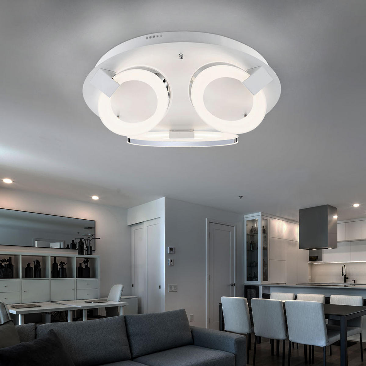 LED DECKENLEUCHTE CRINGLE I Weiß Metall Acryl - Weiß, Metall (57/57/16.8cm) - Globo Lighting