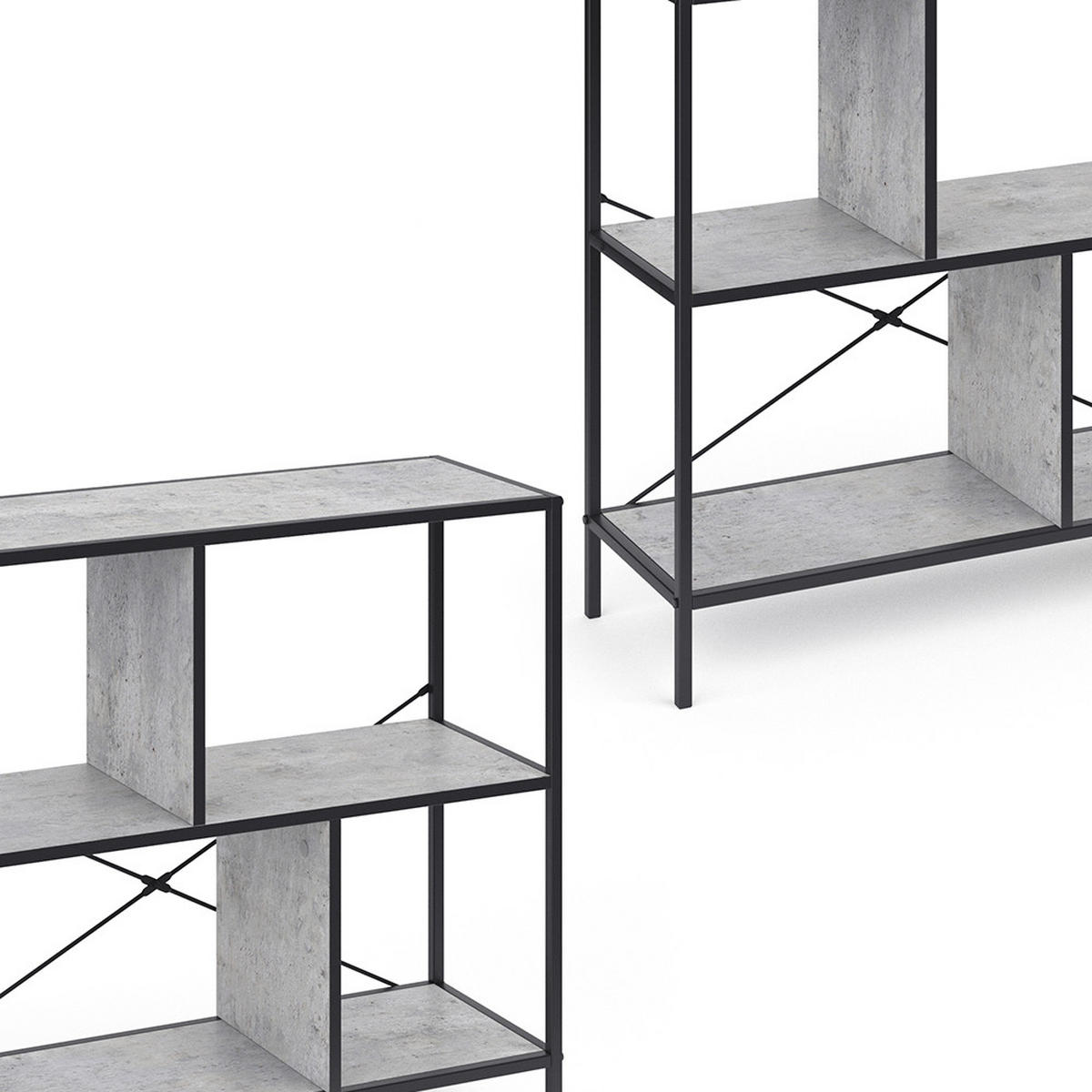 RAUMTEILER Fyrk, Beton/Schwarz, 80 x 79 cm - Grau, Holzwerkstoff (80/79/30cm) - Vicco