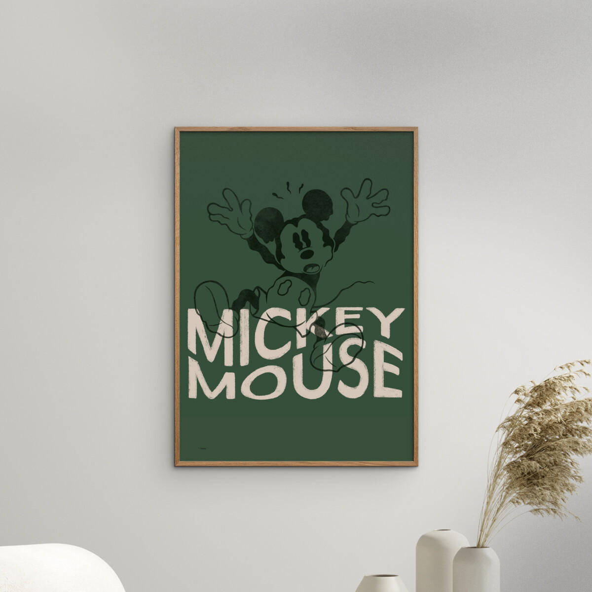 POSTER mit Rahmen Disney - Disney - Mickey Mouse Wavy Green - Eichefarben/Grün, Holz/Papier (50/70cm) - Poster&Frame
