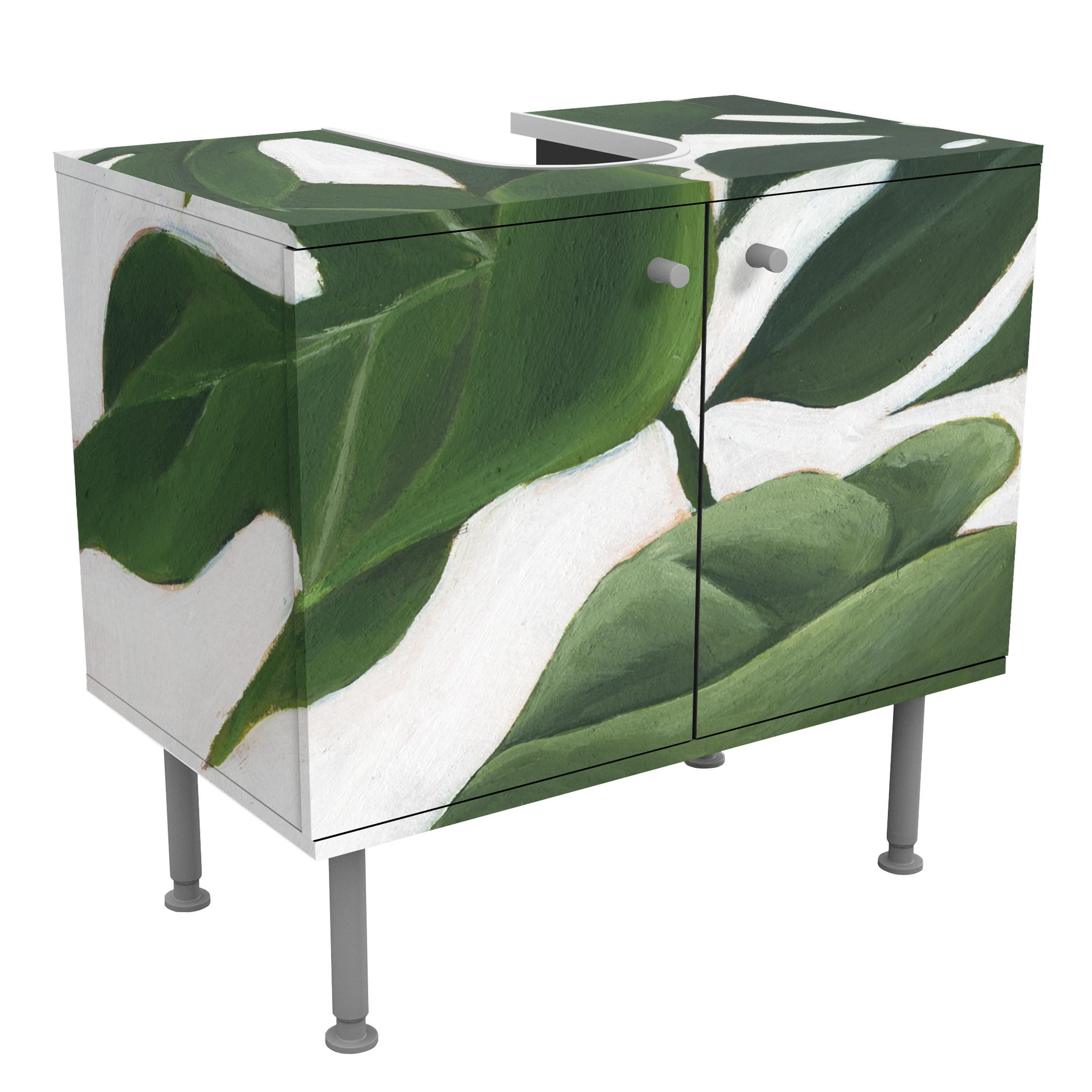 WASCHBECKENUNTERSCHRANK Lieblingspflanzen - Monstera 60/55/35 cm - Grün, Holzwerkstoff (60/55/35cm) - Bilderwelten