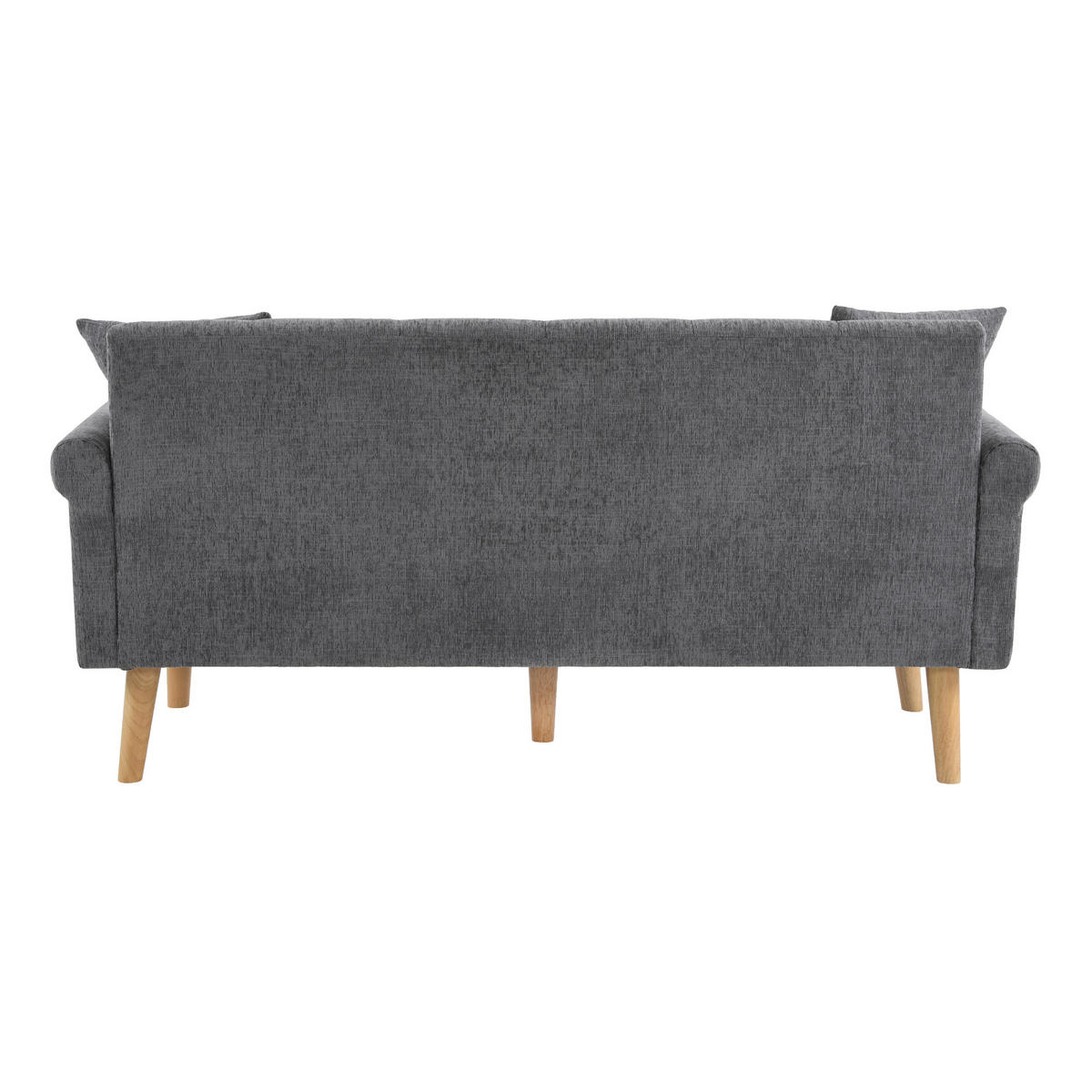 DOPPELSOFA Chenille-Stoff Modern mit dicken Kissen Polster Grau - Grau, Holz (74/77/162cm) - FLIEKS