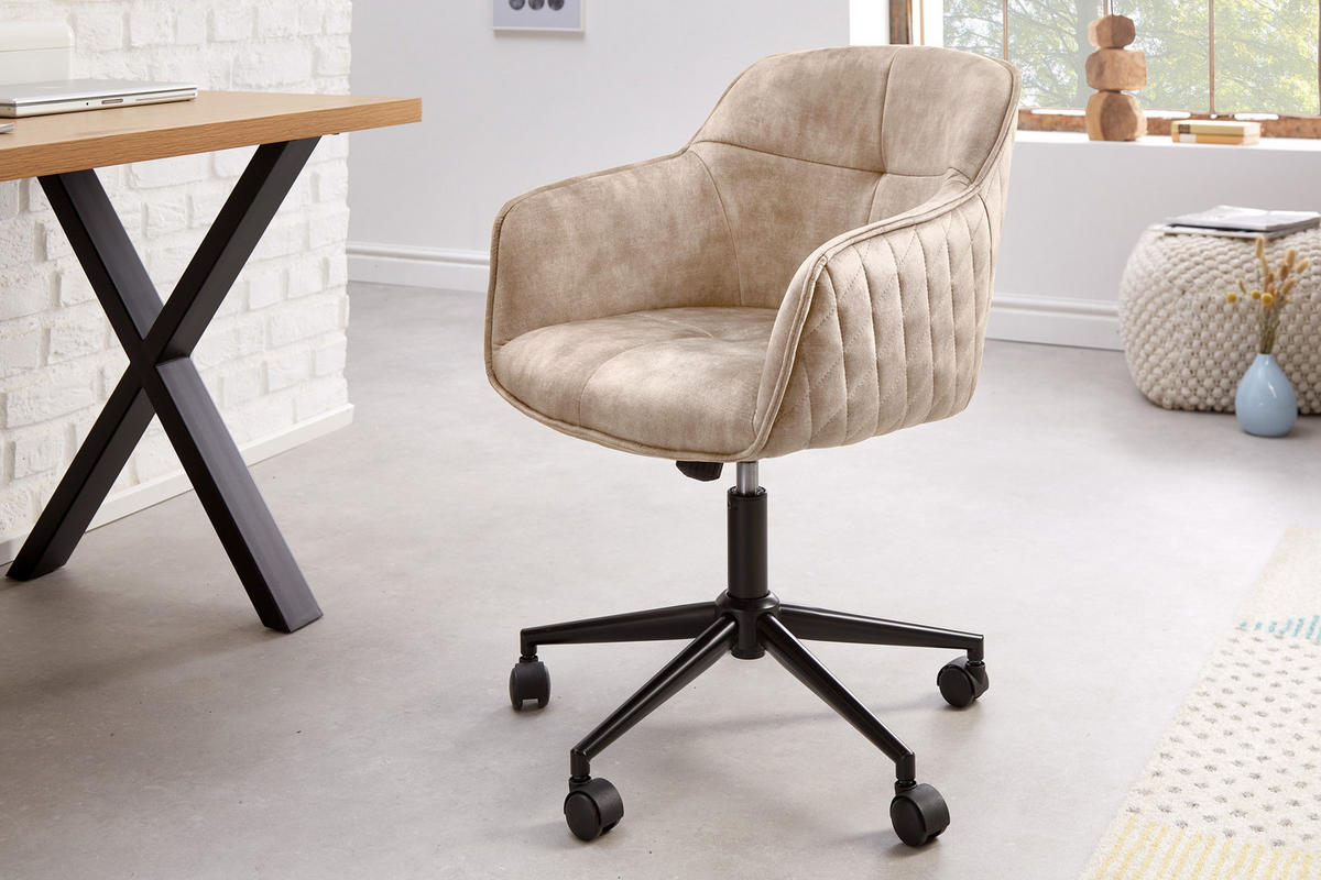 STUHL EUPHORIA Samt Greige 90 cm - Greige/Beige, Textil/Metall (58/81/60cm) - riess-ambiente