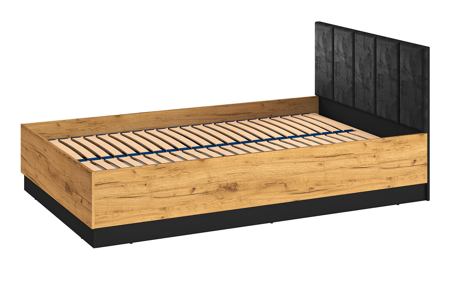 BETT Colt schwarz / Craft Gold Eiche 126 / 208 / 90cm - Braun, Holz/Holzwerkstoff (120/200cm) - Feldmann-Wohnen