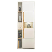 AKTENSCHRANK Set 2-teilig weiß, Eiche Wotan 70 x 200 cm, Regal-Vitrine-Kombination mit 5 Ordnerhöhen - Eichefarben/Silberfarben, Glas/Holzwerkstoff (70/200/40cm) - Furn.Design