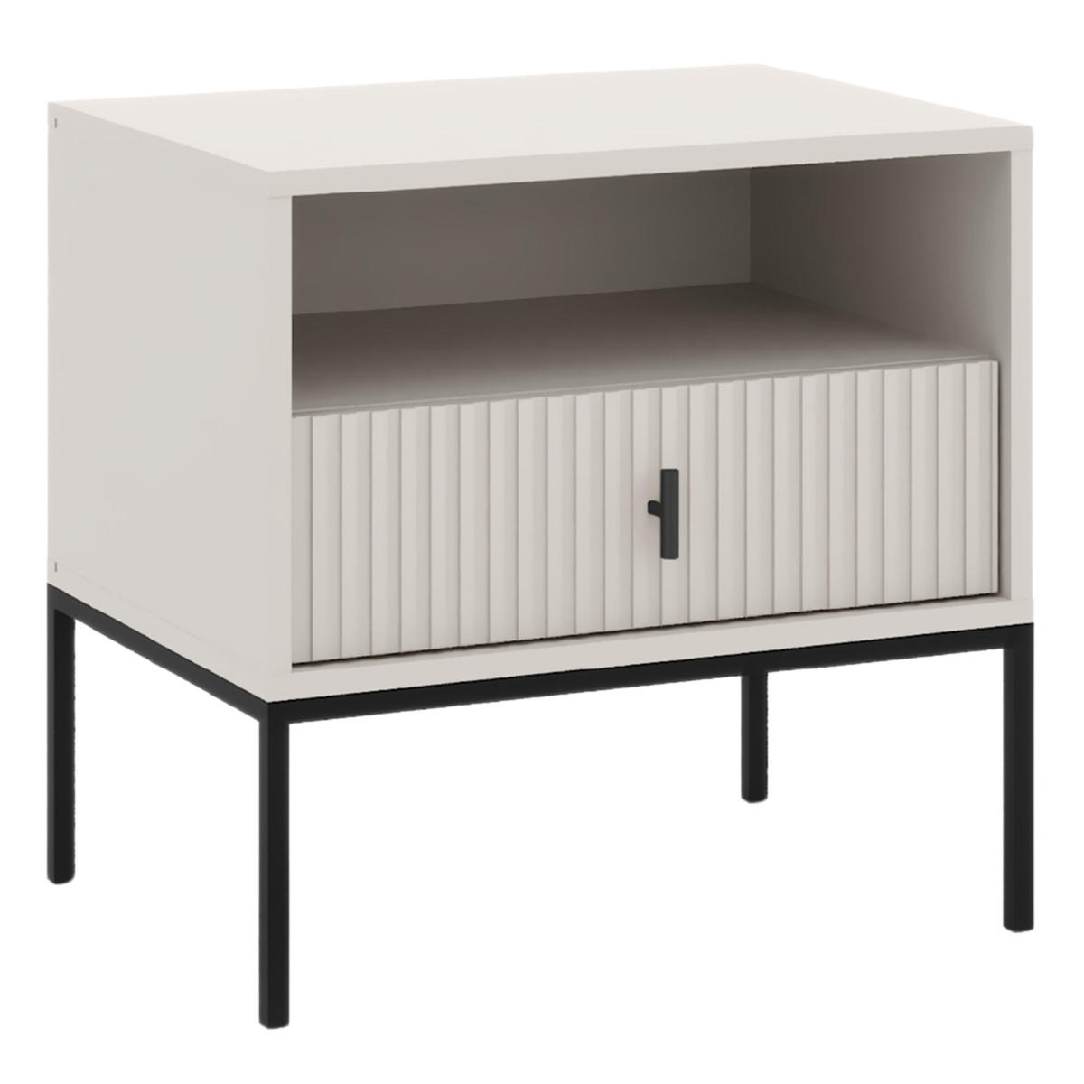 NACHTTISCH Marvello mit 1 Schublade, Kaschmir+Schwarz - Kaschmir/Schwarz, Holzwerkstoff/Metall (54/52/39cm) - Beautysofa