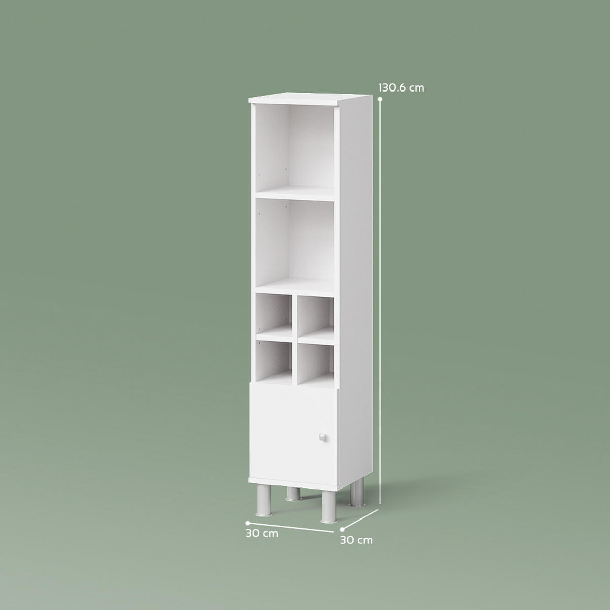 MIDISCHRANK Fucino Weiß 30 x 95 cm - Weiß, Holzwerkstoff (30/95/30cm) - Livinity®