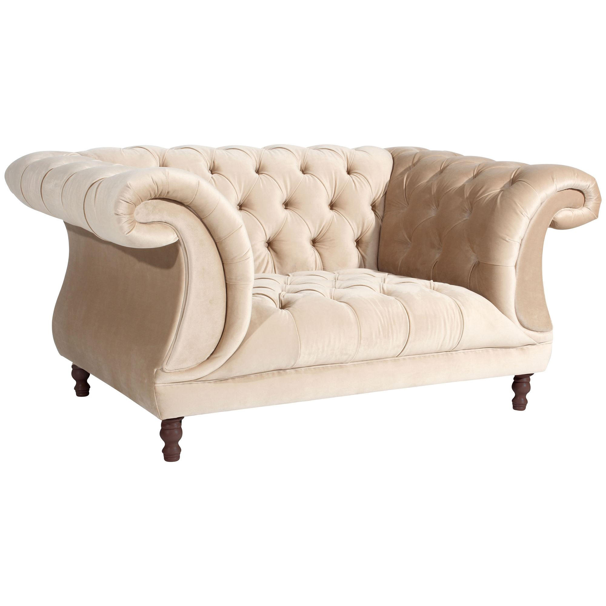 CHESTERFIELD Sessel Kaylin Samtvelours sand - Sandfarben, Kunststoff (100/80/167cm) - 58aufmkessel