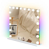 SCHMINKSPIEGEL mit LED-Beleuchtung und RGB-Hintergrundbeleuchtung weiß 80/58 cm - Weiß, Metall (80/58/3cm) - VANITII