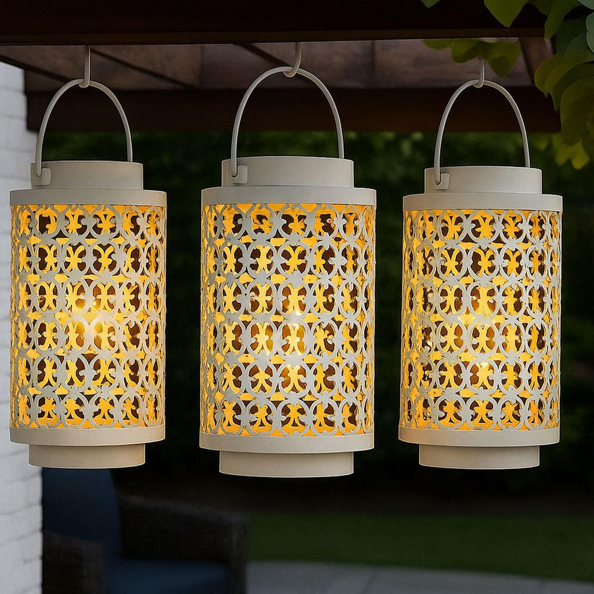 LED AUSSENLEUCHTE Metall Weiß SASSARI 3er Set - Weiß, Metall (13/13/18cm)