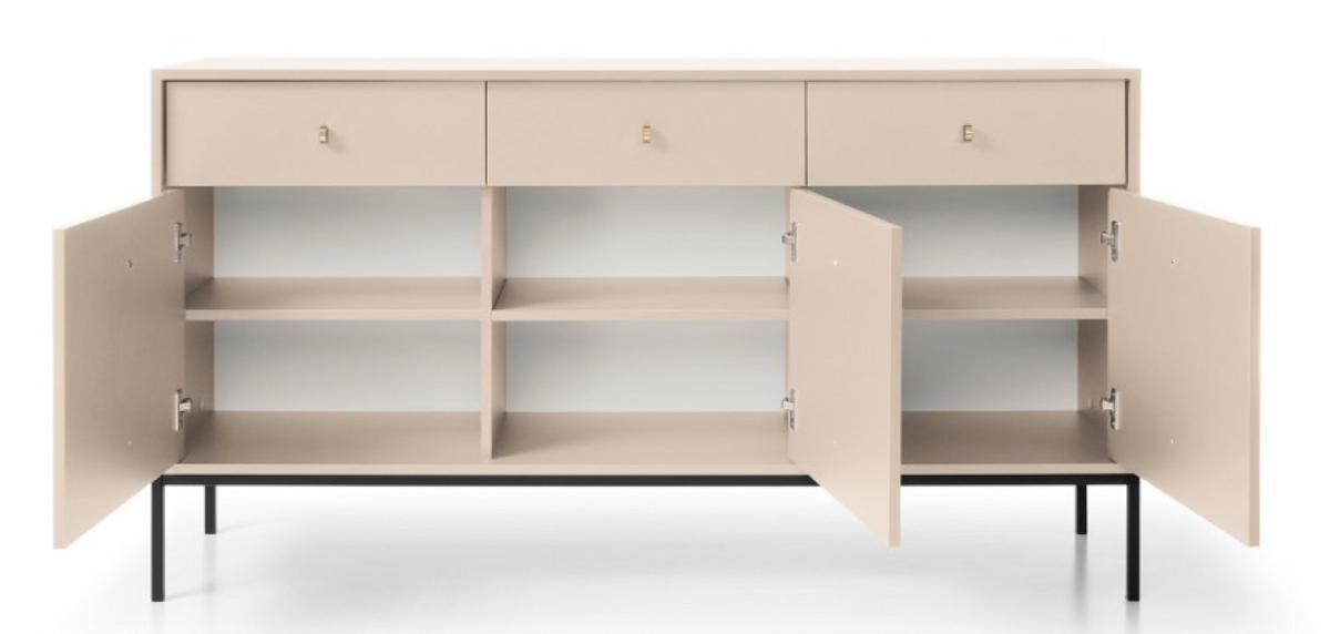 SIDEBOARD Beige MONAKO MKSZ154 Mit Schwarzem Rahmen - Beige, Holzwerkstoff (153.4/83.2/39cm) - Sepro Meble