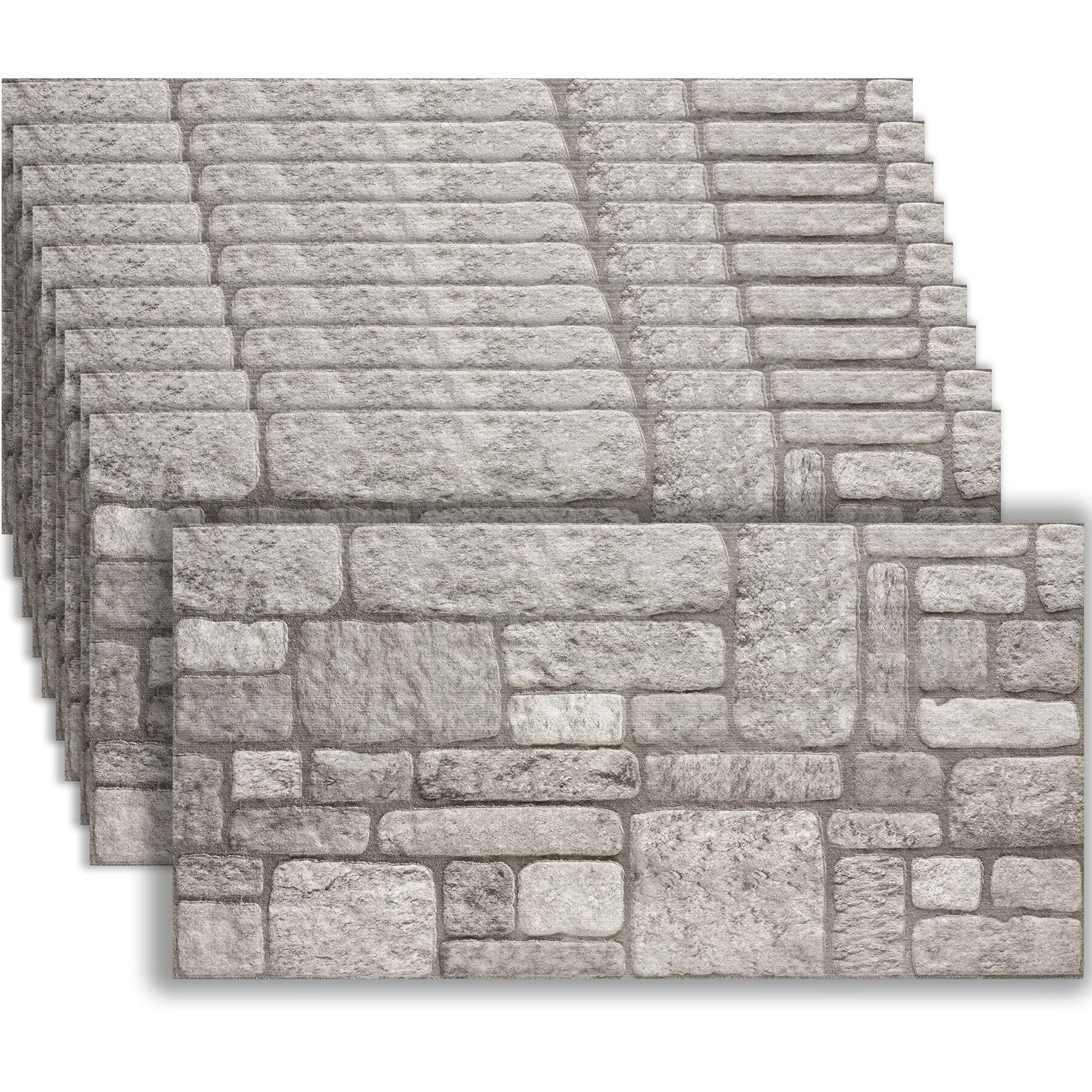 3D-WANDPANEELE , 100 x 50 x 2 cm, 5 m² Abdeckungsfläche, flexibel zuschneidbar, Naturstein dunkelgrau - Grau, Kunststoff (50/2/100cm) - tectake