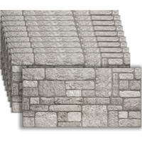 3D-WANDPANEELE , 100 x 50 x 2 cm, 5 m² Abdeckungsfläche, flexibel zuschneidbar, Naturstein dunkelgrau - Grau, Kunststoff (50/2/100cm) - tectake
