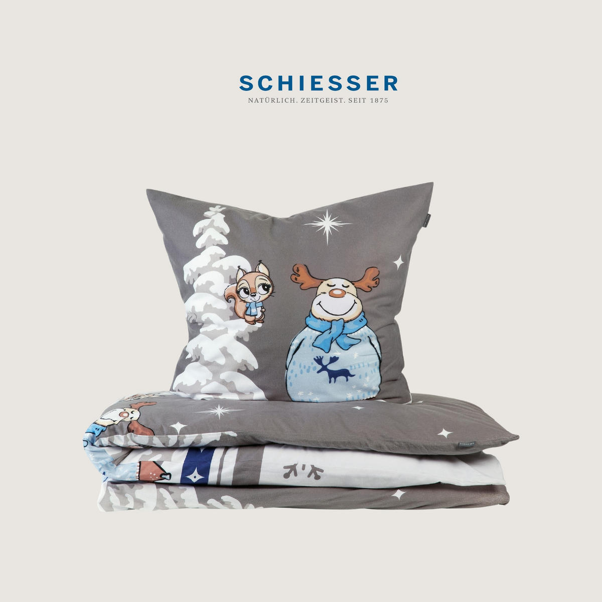 BETTWÄSCHESET Kitta - Feinbiber - 2-teilig - 155 x 220 cm - Blau - Blau, Textil (155/220cm) - SCHIESSER