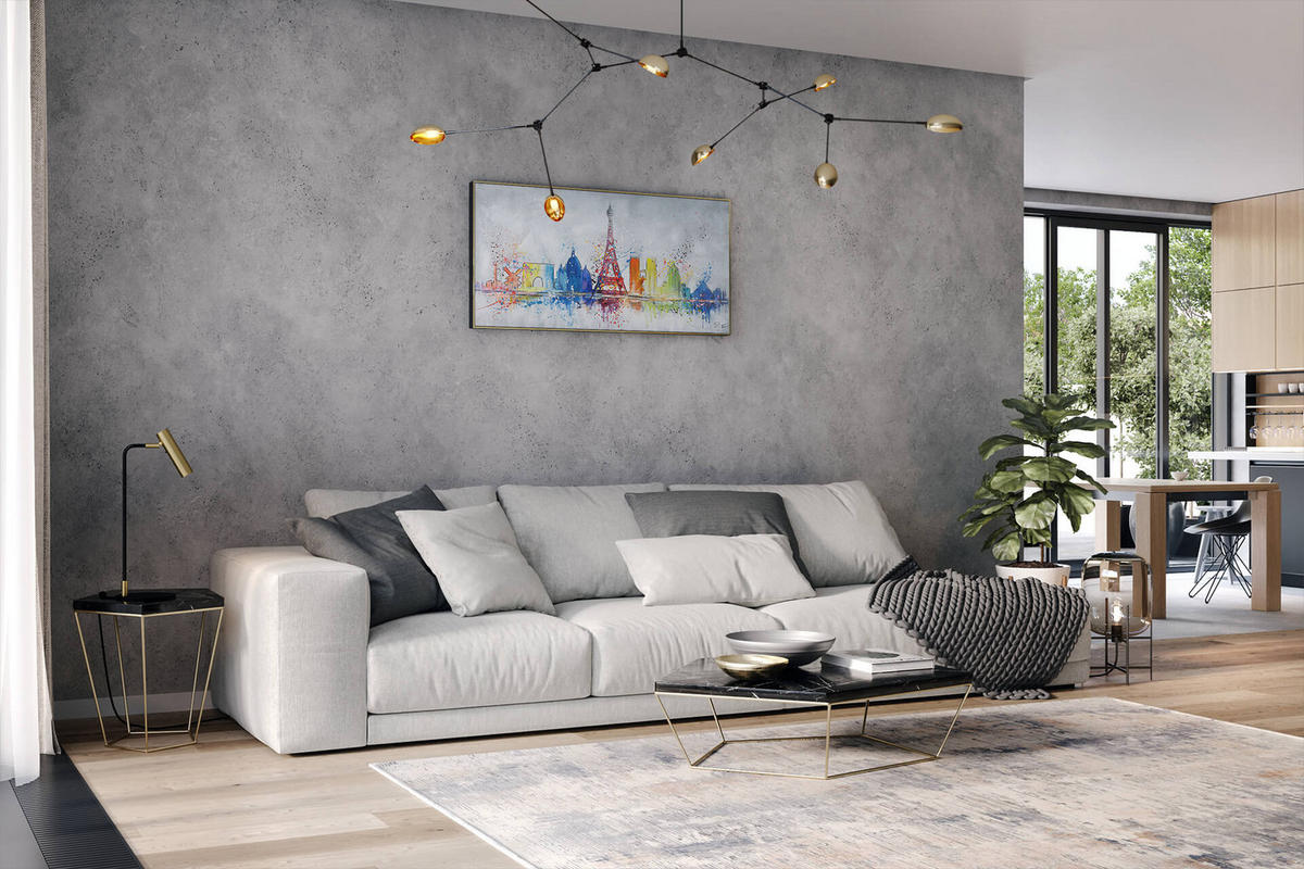 ACRYLBILD HANDGEMALT 120/60 cm - Weiß, Holz/Textil (120/60cm) - KUNSTLOFT